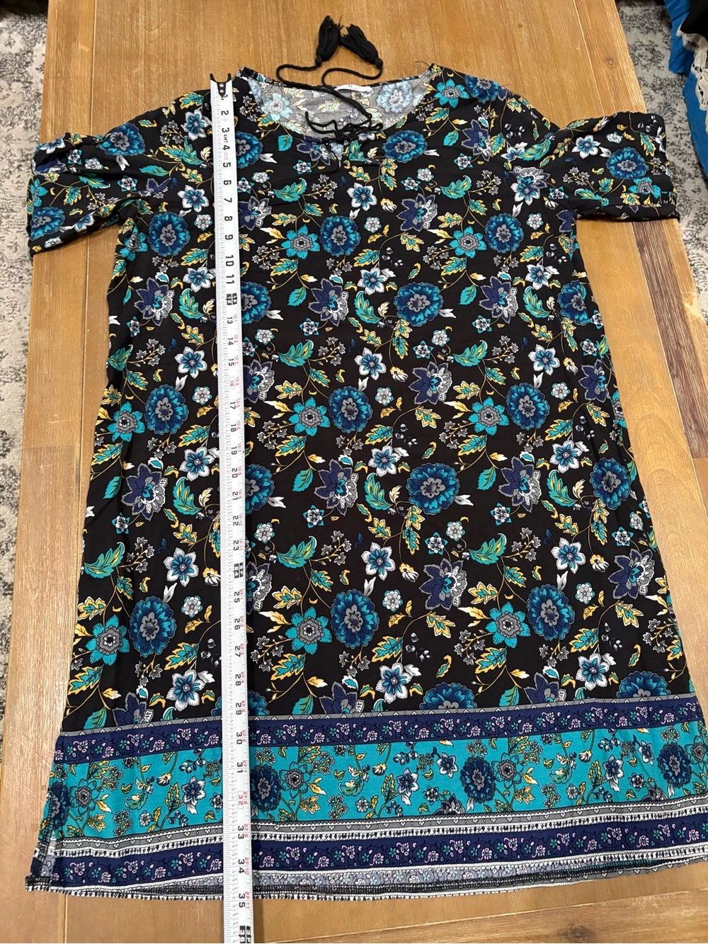 Floral Midi Dress in Black & Blue - Picture 12 of 12